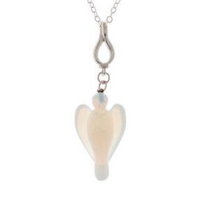 Lee Sands opalescent Carved Angel 30" Long Necklace